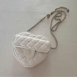 Heart-Shaped Quilted Crossbody Bag